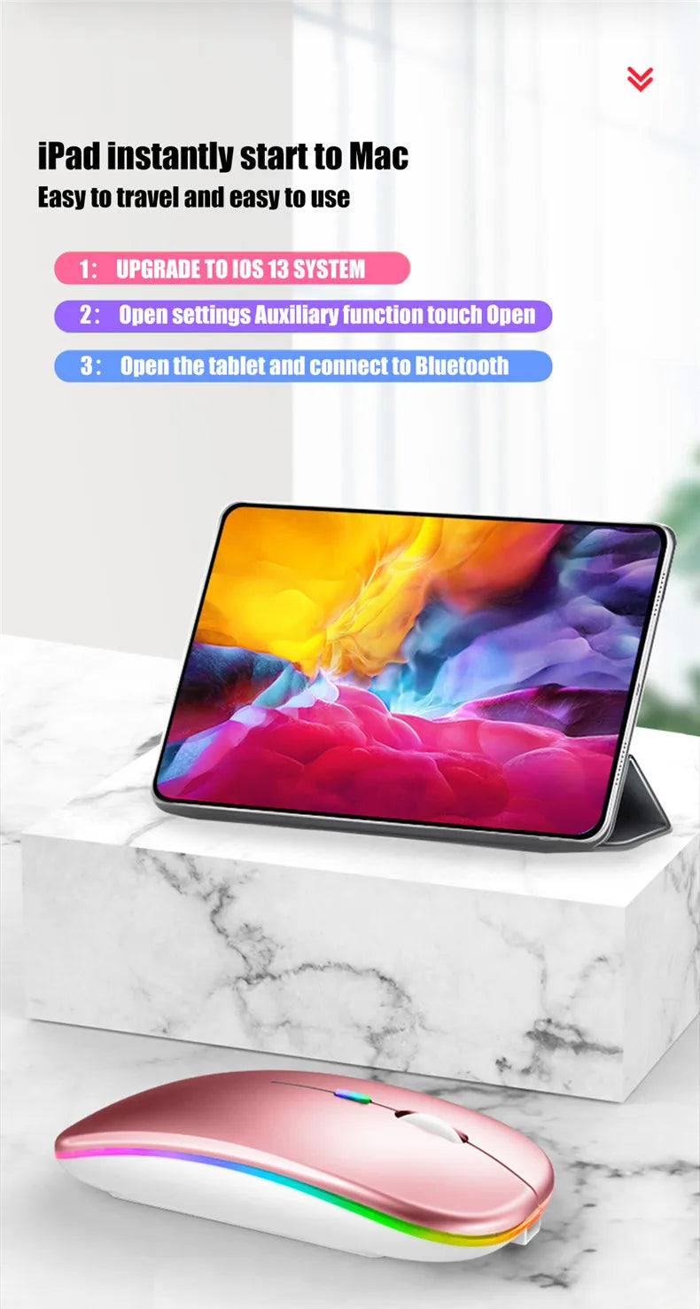 Wireless Mouse - Rechargeable Silent Bluetooth & 2.4GHz