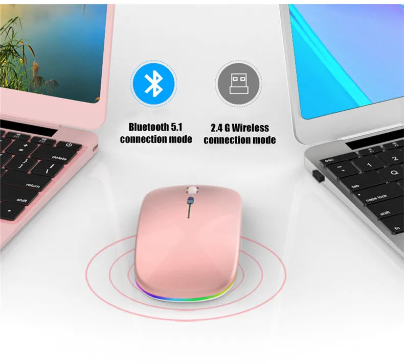 Wireless Mouse - Rechargeable Silent Bluetooth & 2.4GHz