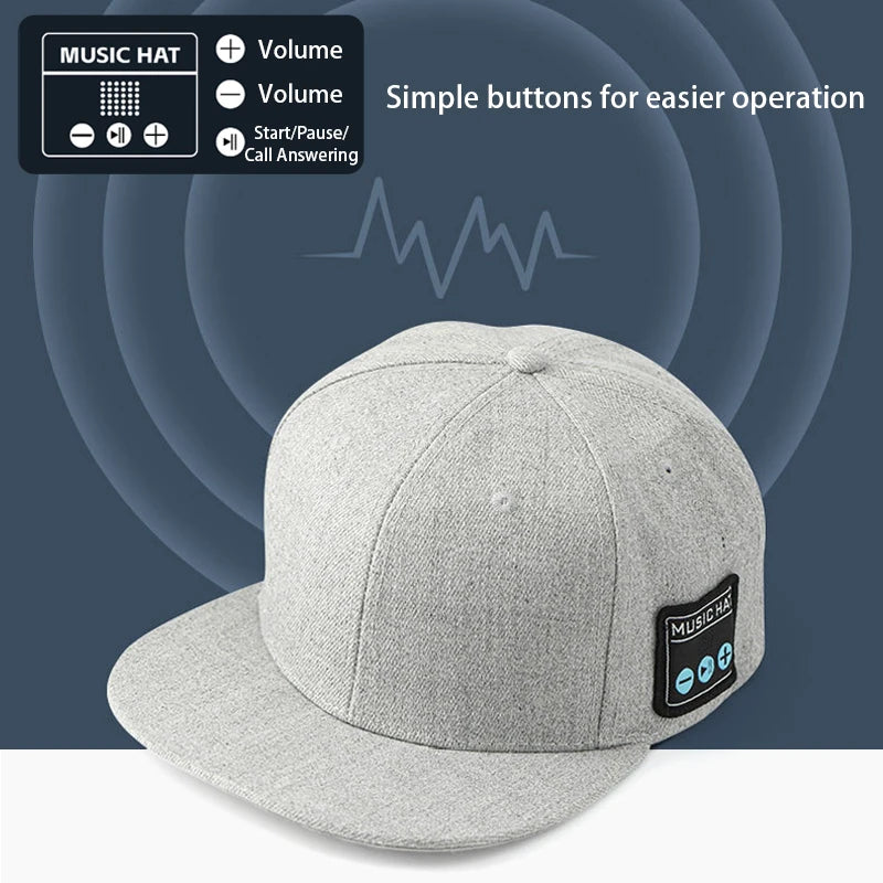 Bluetooth Sports Music Hat Headphone Dual Speaker Wireless Music Running Earphone with Mic Adjustable Baseball Cap Smart Speaker