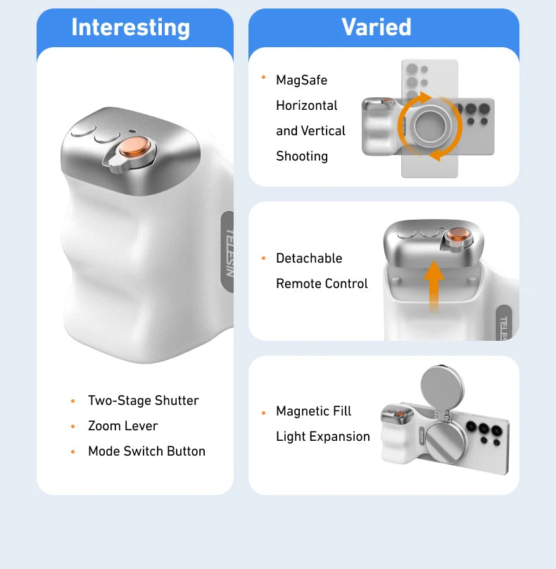 Magnetic Phone Grip - Camera Handle with Remote Control