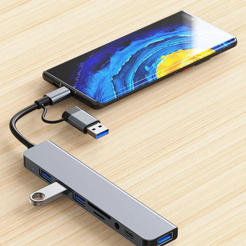 USB C Hub 8-in-2 - Multi-Port Adapter for Laptop