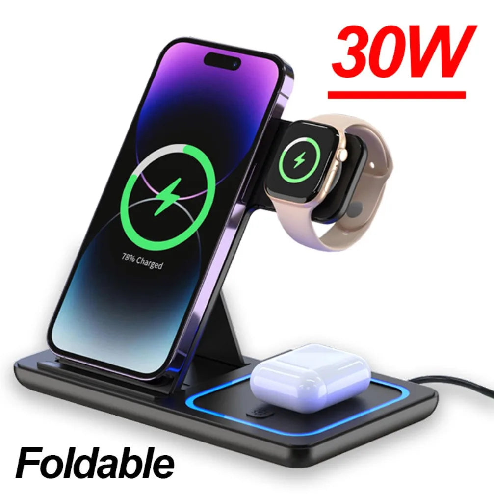 3-in-1 Wireless Charger - iPhone, Watch & AirPods Stand