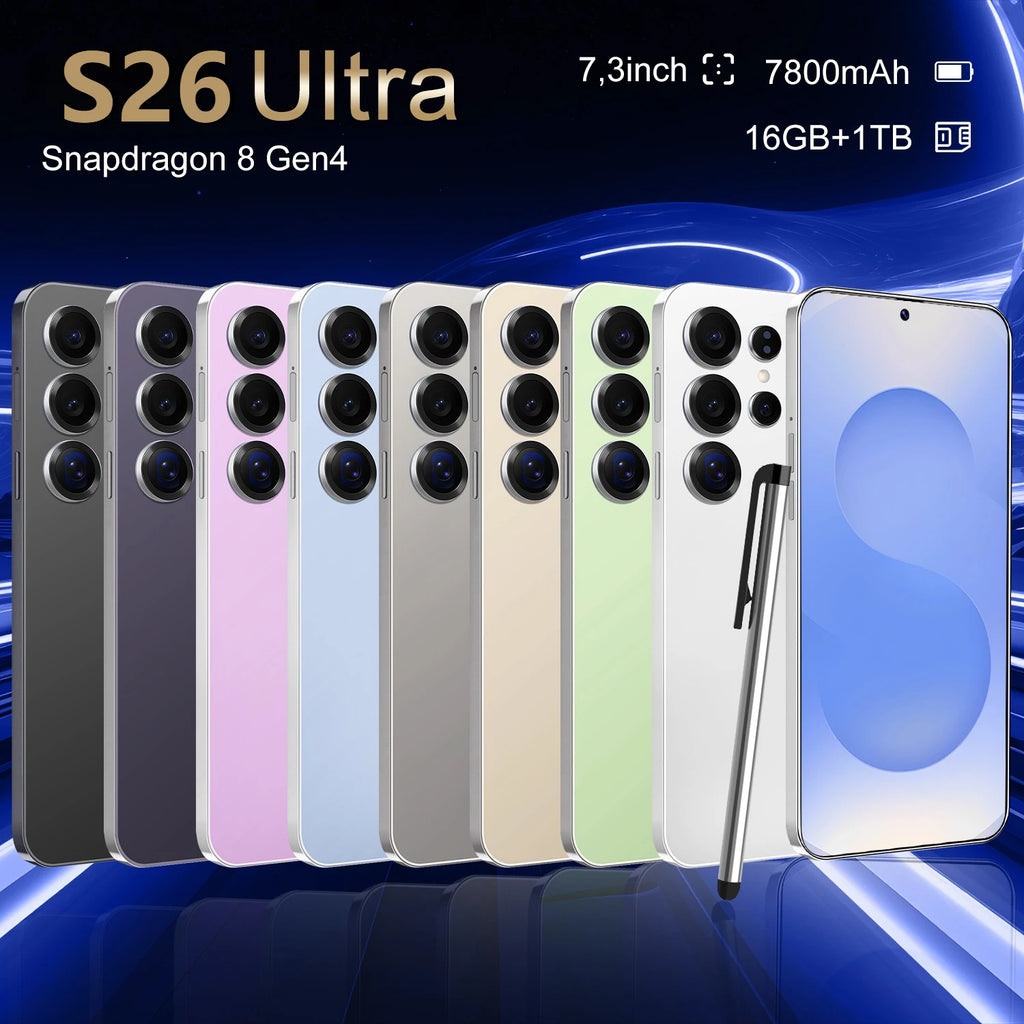2026 Original Smartphone 5G for S26 Ultra 7.3HD Cell Phone Android 14 72MP+108MP 22G+2TB 7800mAh Unlocked Mobile Phones Dual Sim