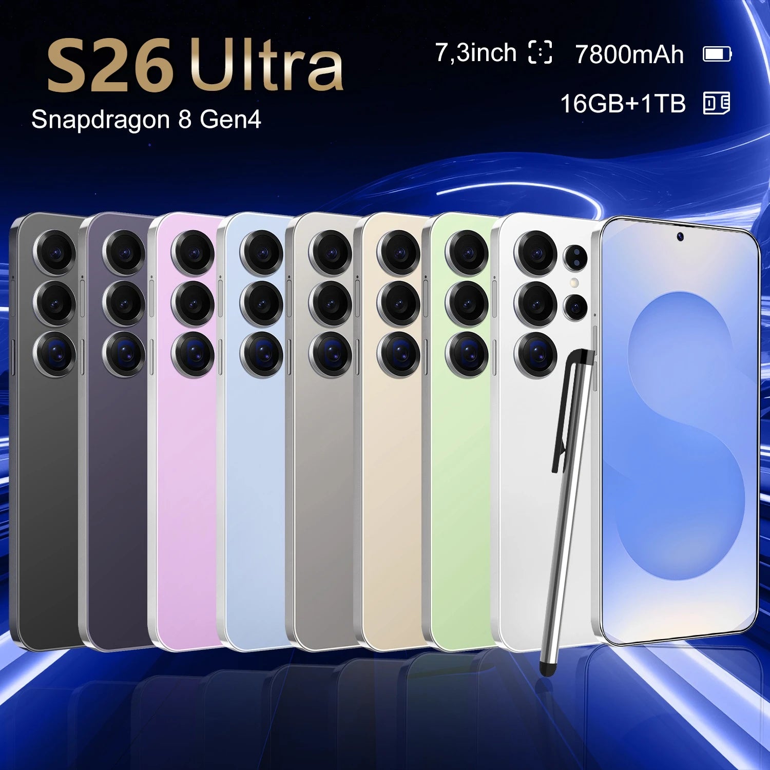 2026 Original Smartphone 5G for S26 Ultra 7.3HD Cell Phone Android 14 72MP+108MP 22G+2TB 7800mAh Unlocked Mobile Phones Dual Sim