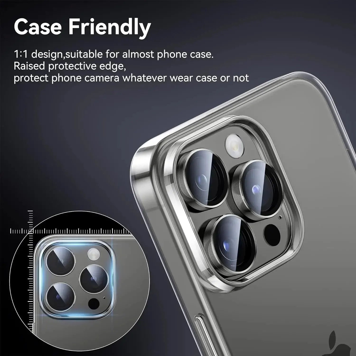iPhone Camera Lens Protector - Metal Ring Glass Cover