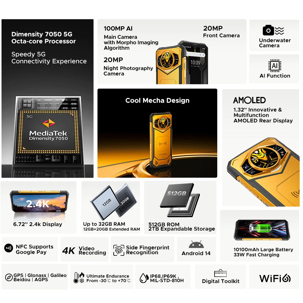 DOOGEE S200 X Rugged 5G - 100MP Camera & 10100mAh Battery
