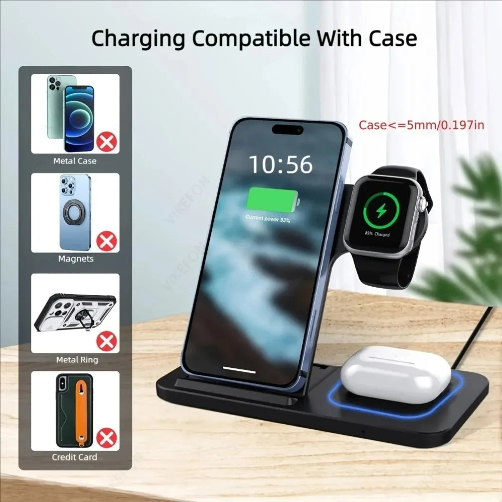 3-in-1 Wireless Charger - iPhone, Watch & AirPods Stand