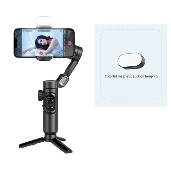 Phone Gimbal Stabilizer - 3-Axis with Fill Light & AI