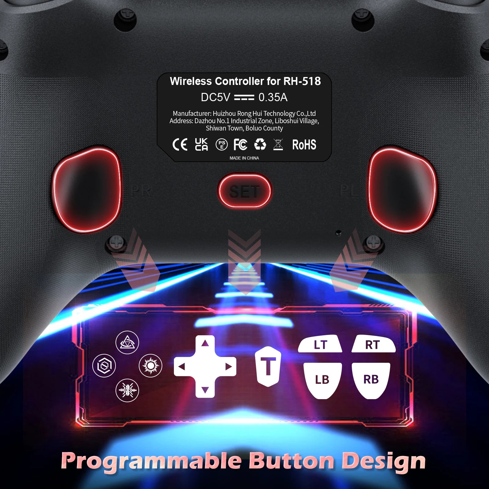 PS5 Wired Controller - Hall Trigger Gamepad for PS4 & PC