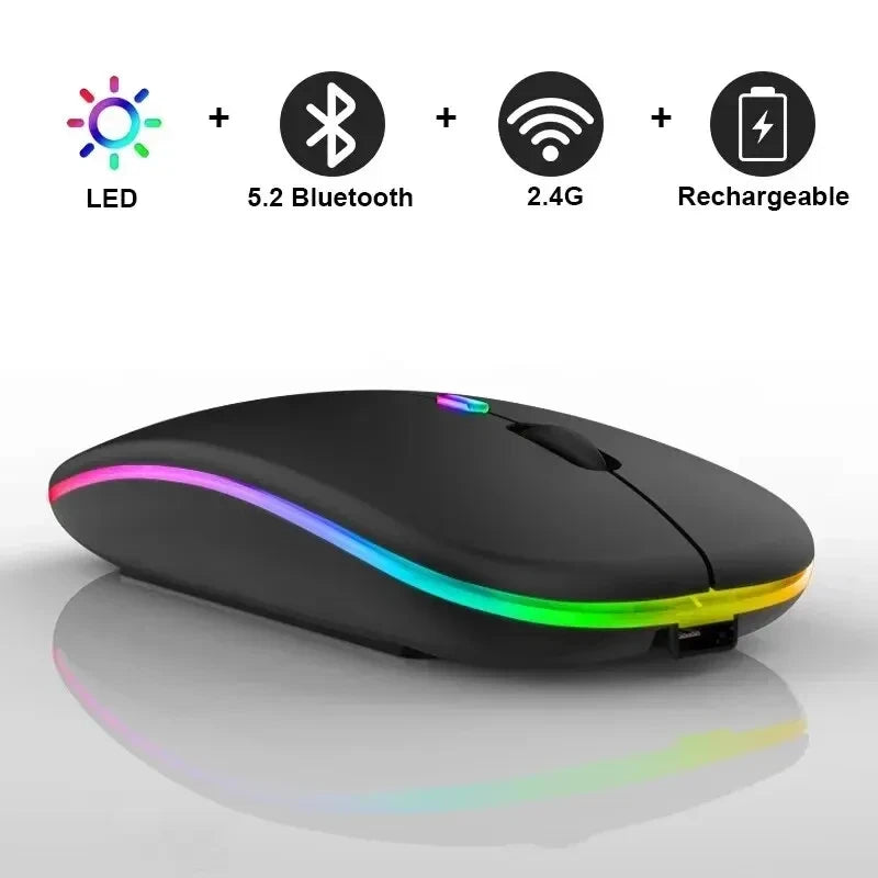 Wireless Mouse - Rechargeable Silent Bluetooth & 2.4GHz