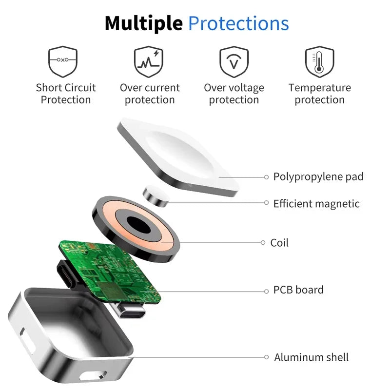 Portable Apple Watch Charger - 2-in-1 Wireless Keychain