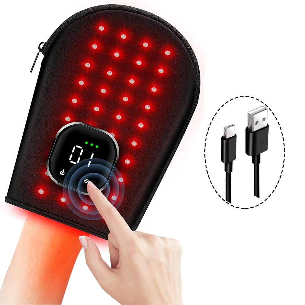 Red Light Therapy Device for Hands,Infrared Light Therapy Gloves Finger Wrist,Led Near Infrared Light Skin Care USB Charging