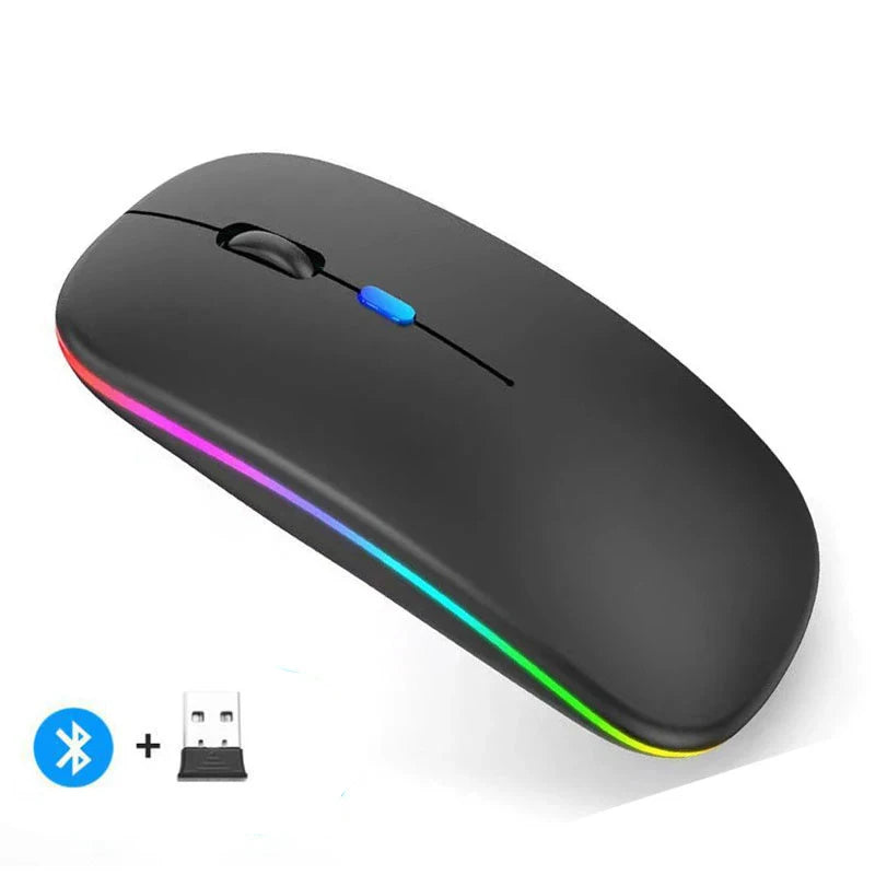 Wireless Mouse - Rechargeable Silent Bluetooth & 2.4GHz