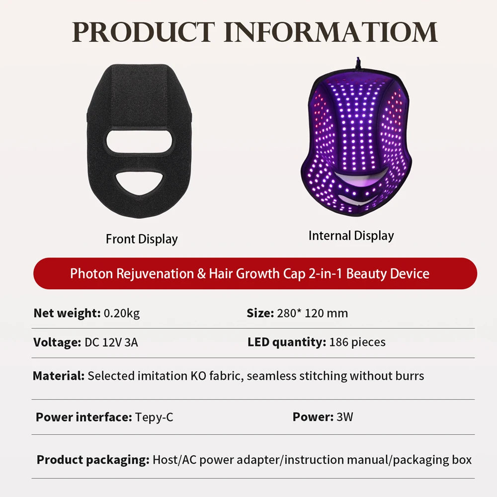 Red Light Therapy Hat & Face Mask - Hair Growth Device