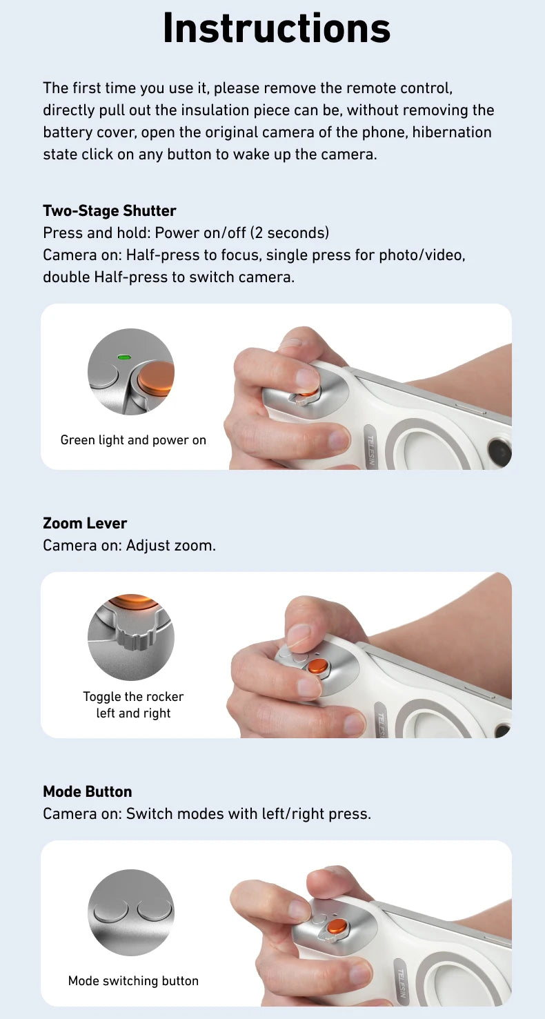 Magnetic Phone Grip - Camera Handle with Remote Control