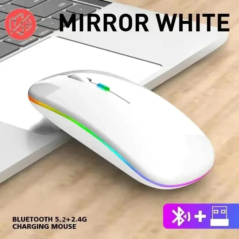 Wireless Mouse - Rechargeable Silent Bluetooth & 2.4GHz