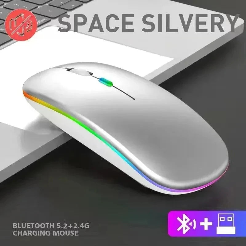 Wireless Mouse - Rechargeable Silent Bluetooth & 2.4GHz