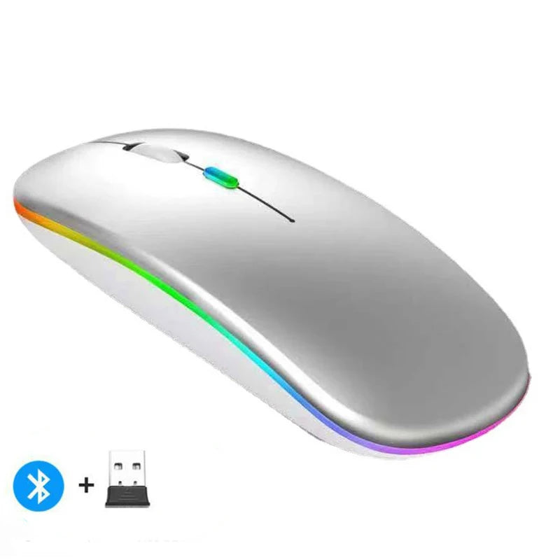 Wireless Mouse - Rechargeable Silent Bluetooth & 2.4GHz