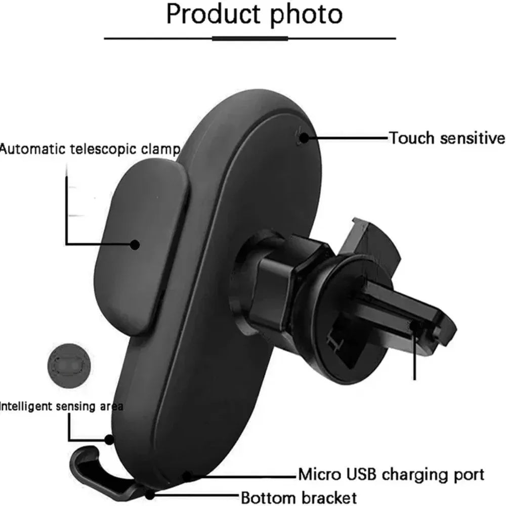 Car Wireless Charger - Auto-Clamp Phone Holder Mount