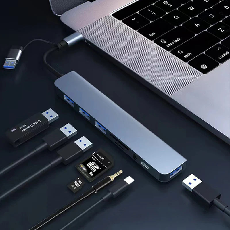 USB C Hub 8-in-2 - Multi-Port Adapter for Laptop