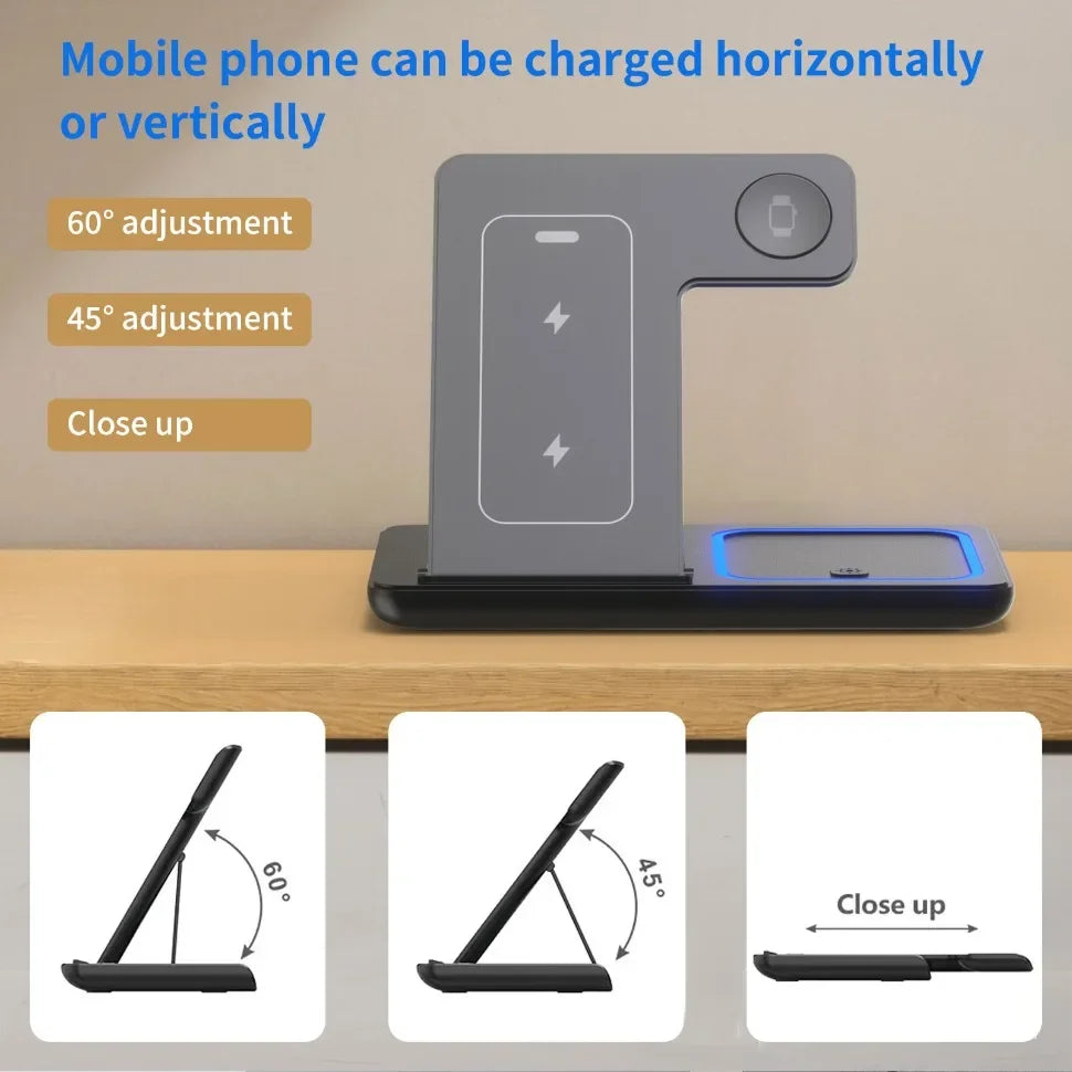 3-in-1 Wireless Charger - iPhone, Watch & AirPods Stand