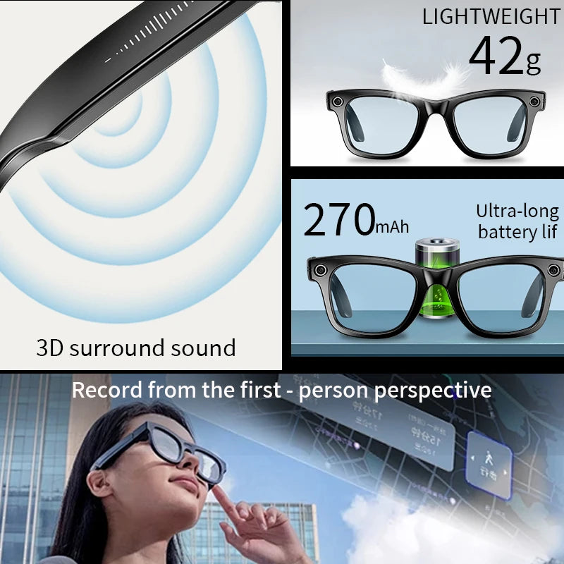 AI Smart Glasses 4K - Wearable Camera Sunglasses
