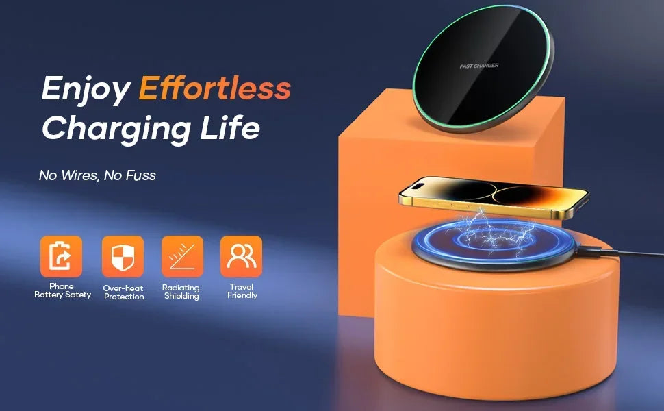 Fast Wireless Charger Pad - iPhone & Samsung Compatible
