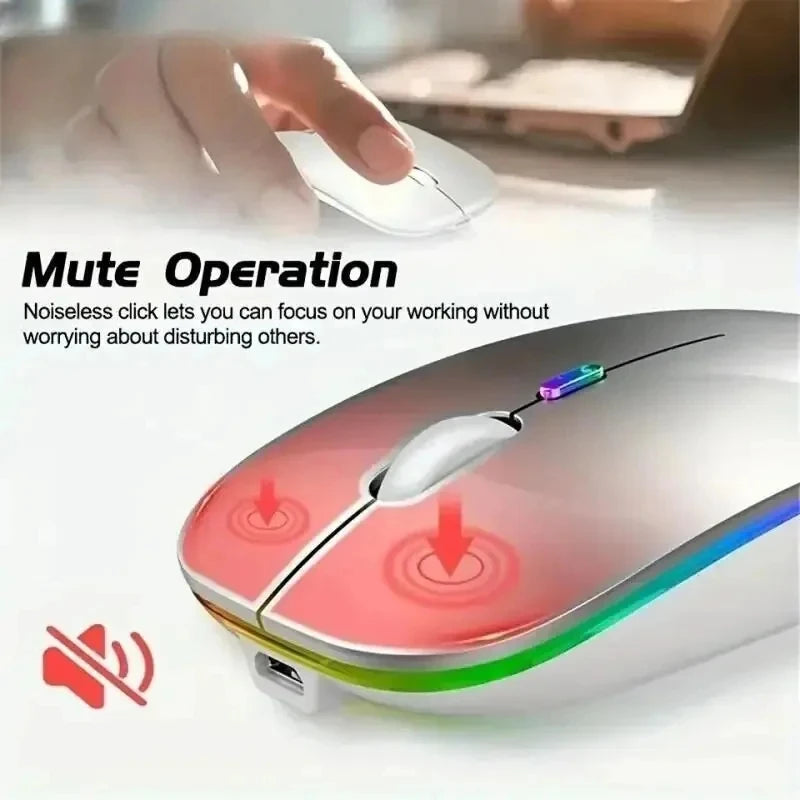 Wireless Mouse - Rechargeable Silent Bluetooth & 2.4GHz
