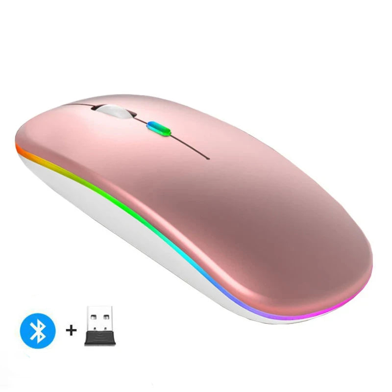 Wireless Mouse - Rechargeable Silent Bluetooth & 2.4GHz