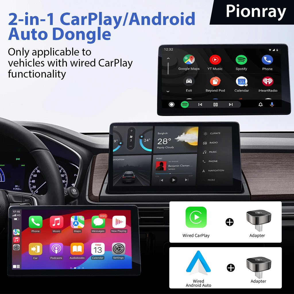 Wireless CarPlay Adapter - 2-in-1 Android Auto Dongle