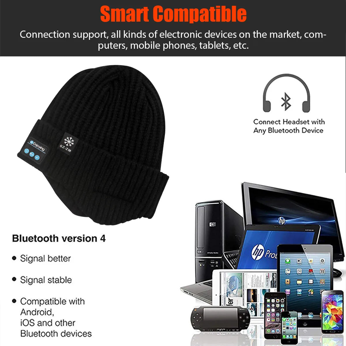 Bluetooth Beanie Hat - Wireless Headphones Winter Cap