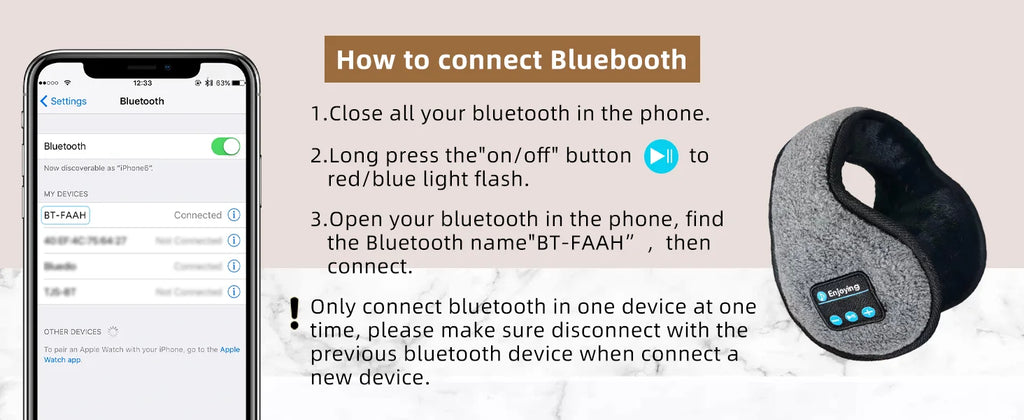 Bluetooth Earmuffs - Wireless Winter Headphones Ear Warmers