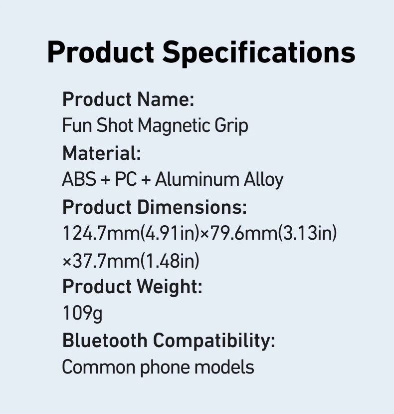 Magnetic Phone Grip - Camera Handle with Remote Control