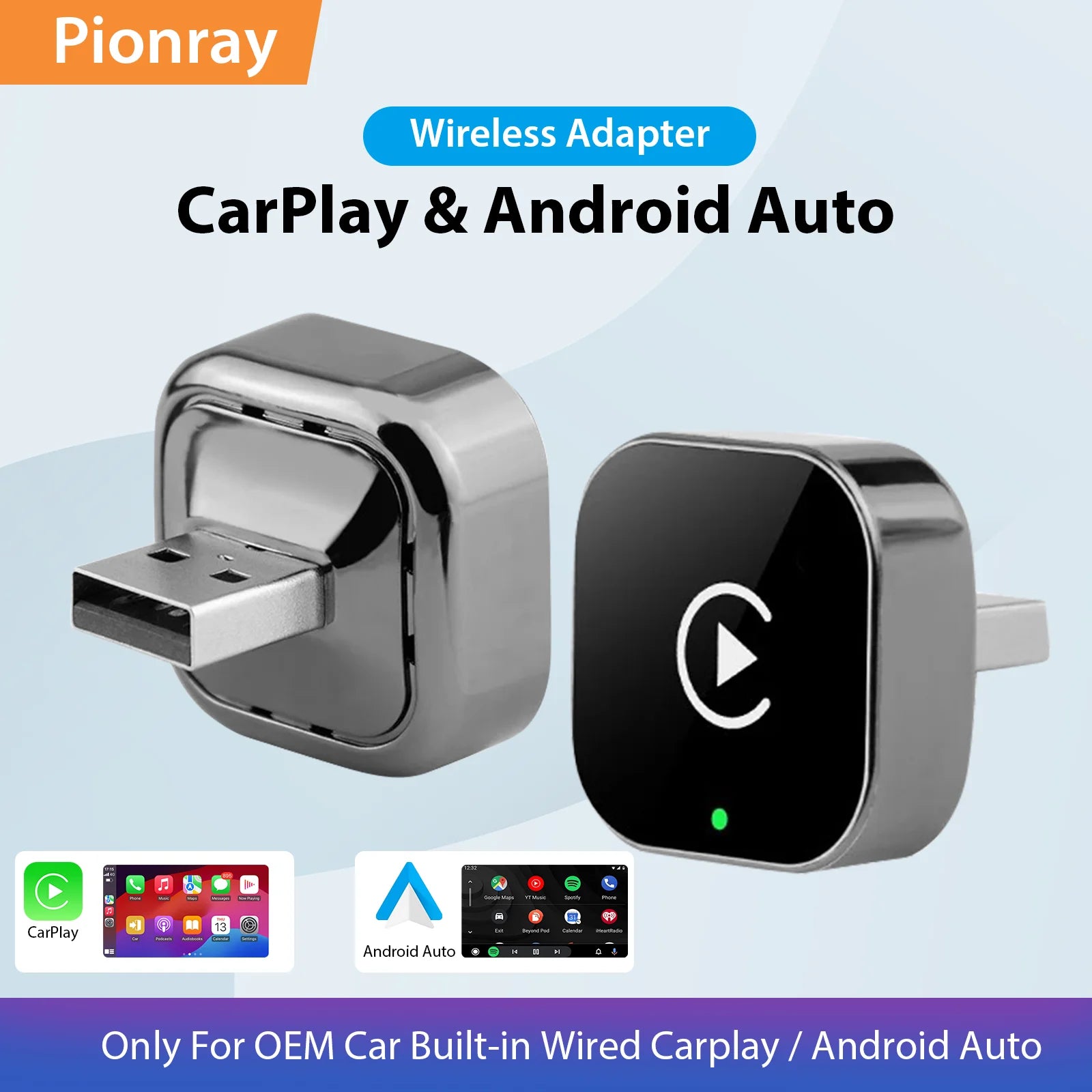 Wireless CarPlay Adapter - 2-in-1 Android Auto Dongle