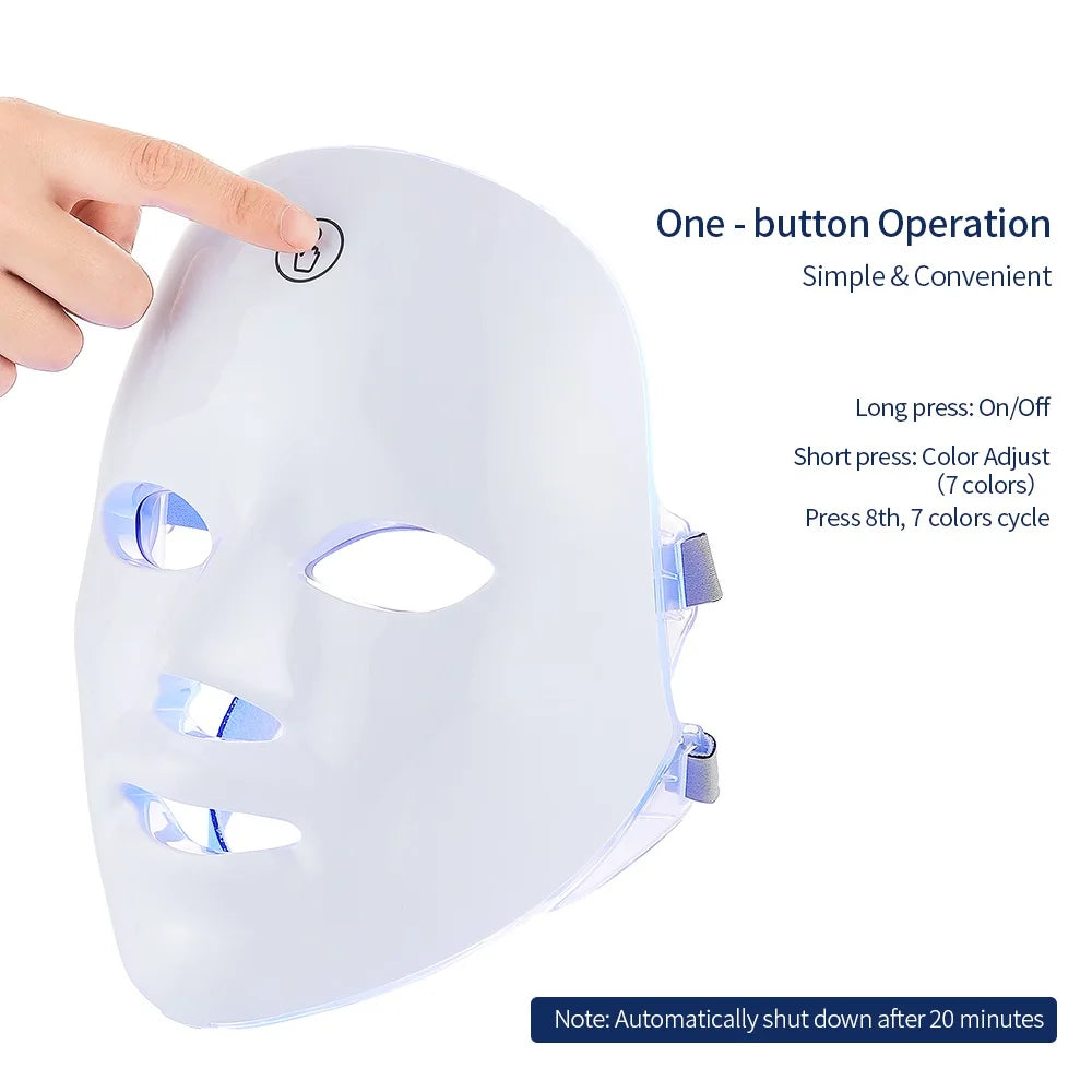 LED Face Mask - 7 Color Light Therapy for Anti-Aging