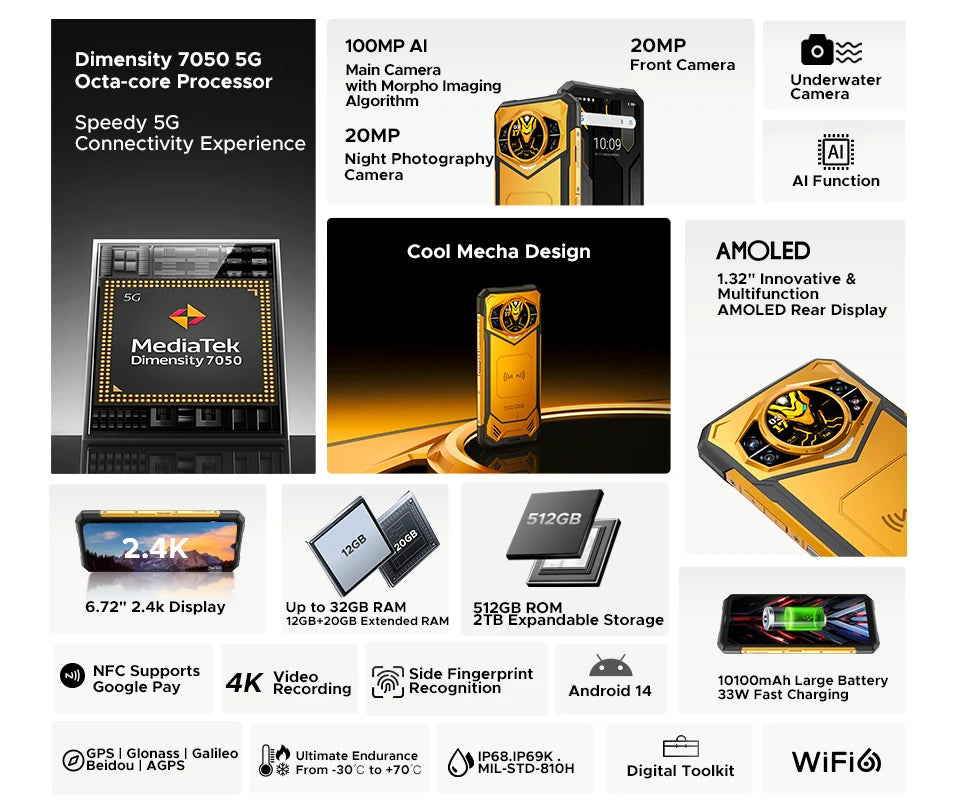 DOOGEE S200 X Rugged 5G - 100MP Camera & 10100mAh Battery