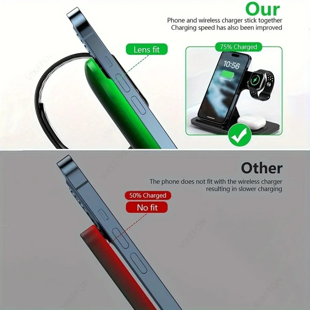 3-in-1 Wireless Charger - iPhone, Watch & AirPods Stand