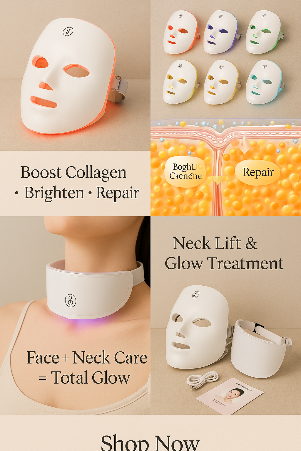 LED Face Mask - 7 Color Light Therapy for Anti-Aging